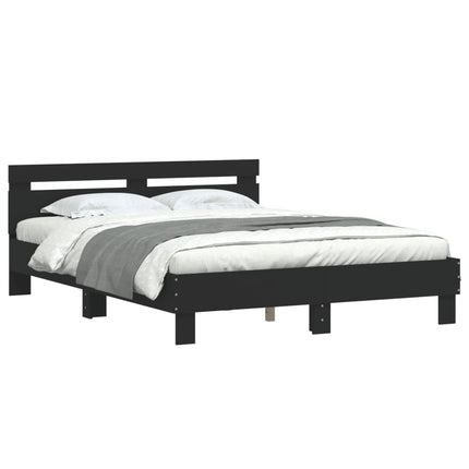 sengeramme med sengegavl 140x200 cm konstrueret træ sort