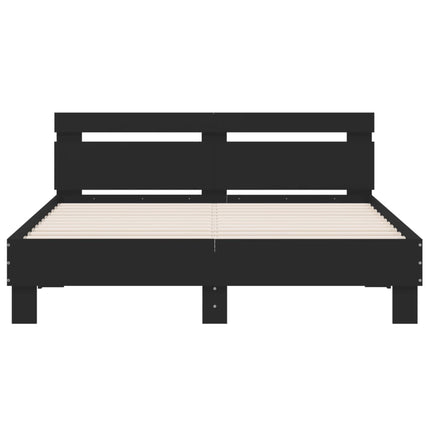 sengeramme med sengegavl 140x200 cm konstrueret træ sort