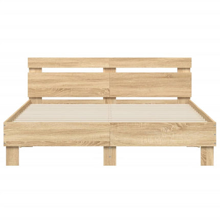 sengeramme med sengegavl 140x200 cm konstrueret træ sonoma-eg