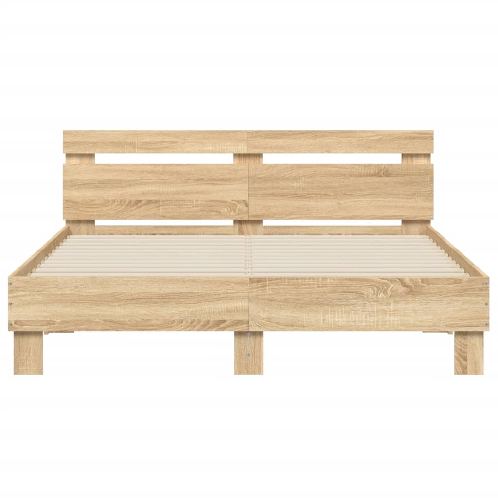sengeramme med sengegavl 140x200 cm konstrueret træ sonoma-eg