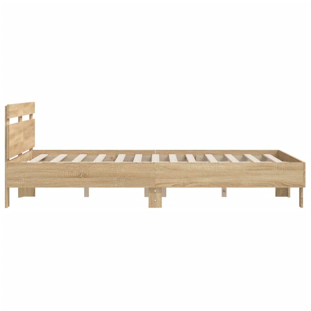 sengeramme med sengegavl 140x200 cm konstrueret træ sonoma-eg