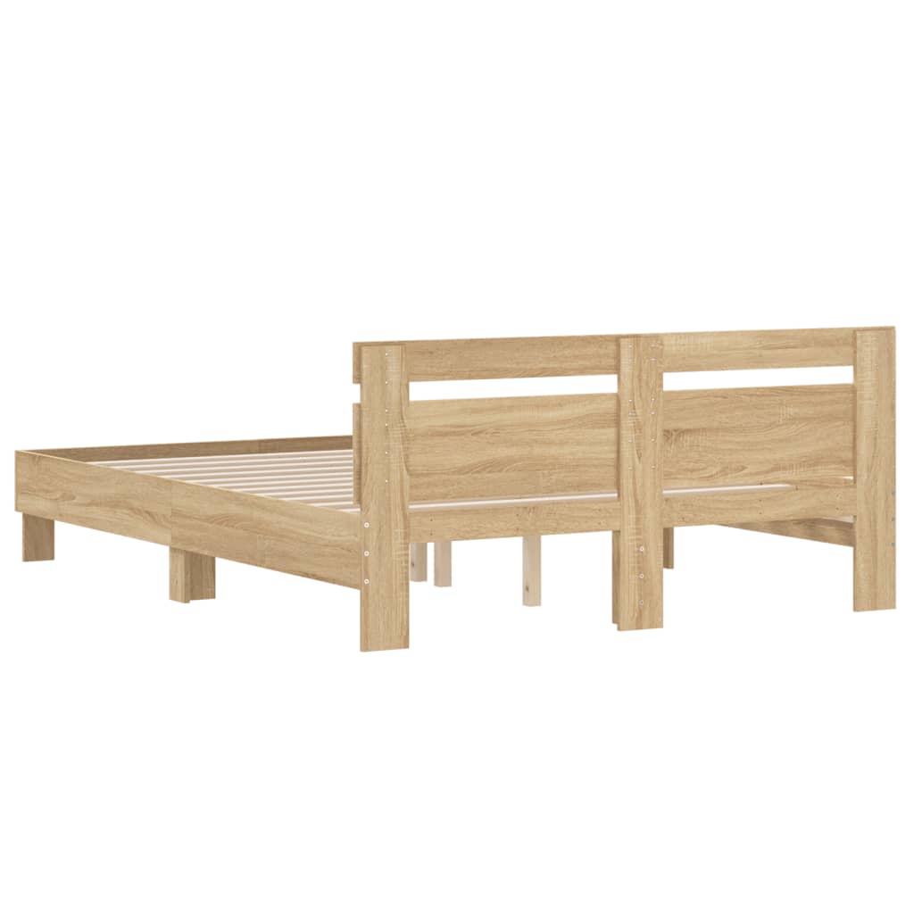 sengeramme med sengegavl 140x200 cm konstrueret træ sonoma-eg