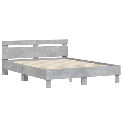 sengeramme med sengegavl 140x200 cm konstrueret træ betongrå