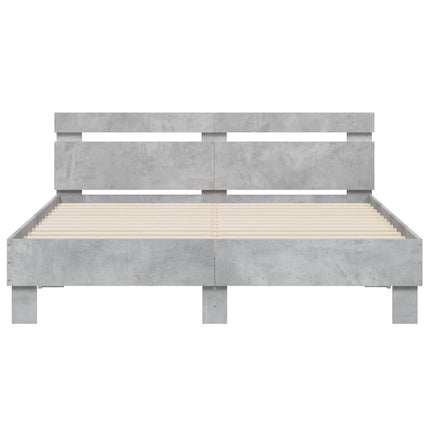 sengeramme med sengegavl 140x200 cm konstrueret træ betongrå