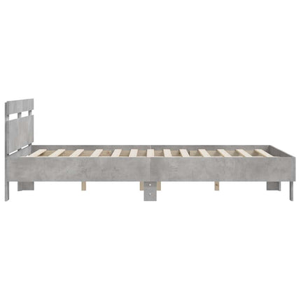 sengeramme med sengegavl 140x200 cm konstrueret træ betongrå