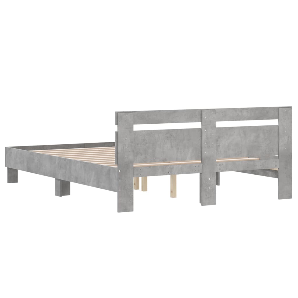 sengeramme med sengegavl 140x200 cm konstrueret træ betongrå