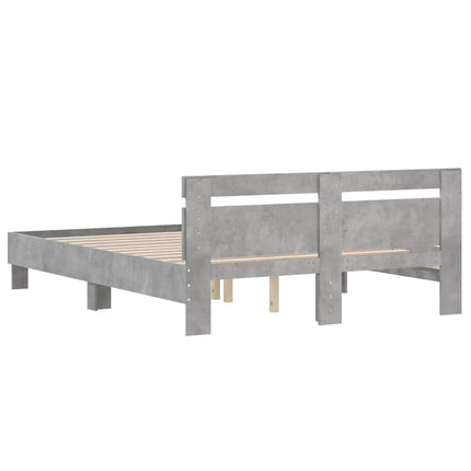 sengeramme med sengegavl 140x200 cm konstrueret træ betongrå