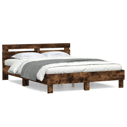 sengeramme med sengegavl 140x200 cm konstrueret træ røget eg