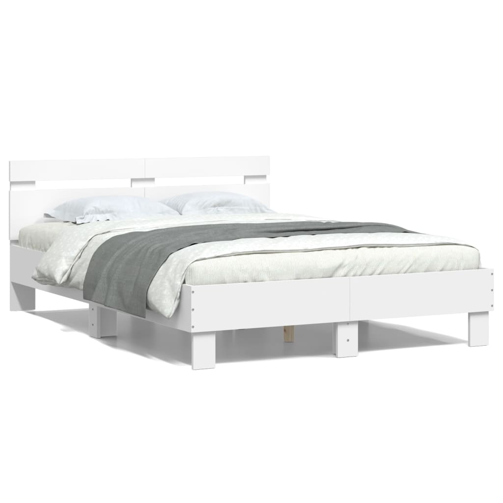sengeramme med sengegavl 120x200 cm konstrueret træ hvid