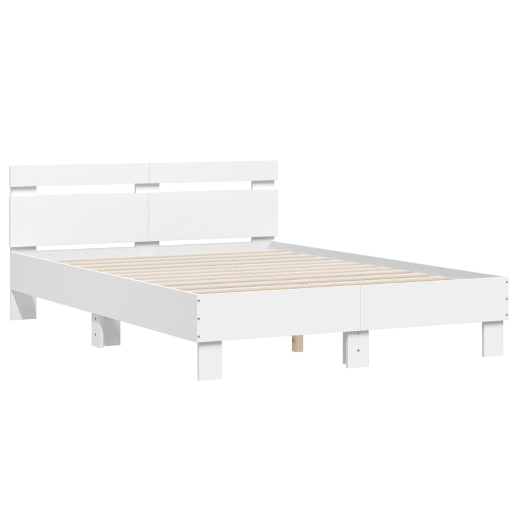 sengeramme med sengegavl 120x200 cm konstrueret træ hvid