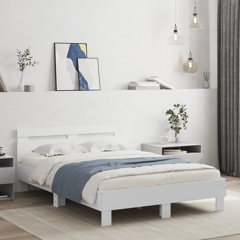 sengeramme med sengegavl 120x200 cm konstrueret træ hvid