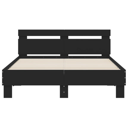 sengeramme med sengegavl 120x200 cm konstrueret træ sort