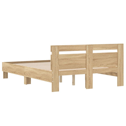 sengeramme med sengegavl 120x200 cm konstrueret træ sonoma-eg