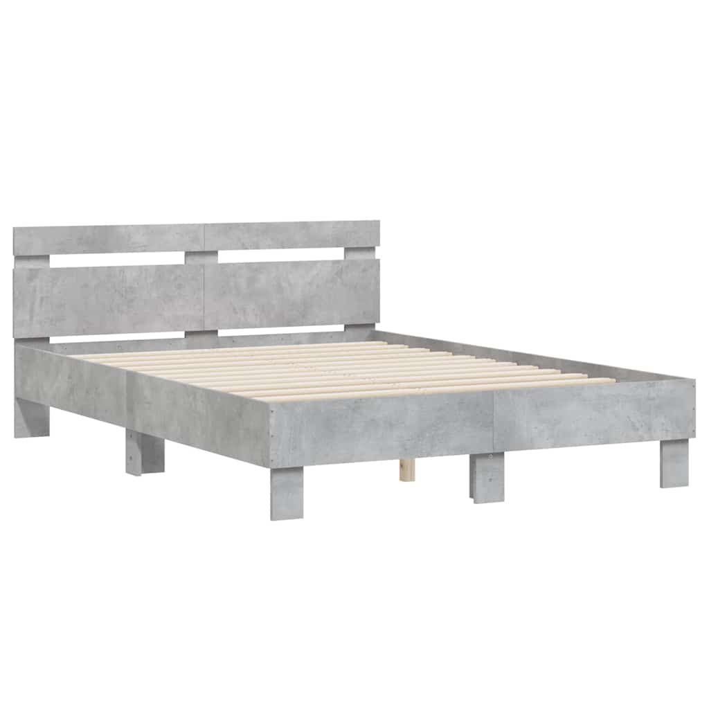 sengeramme med sengegavl 120x200 cm konstrueret træ betongrå