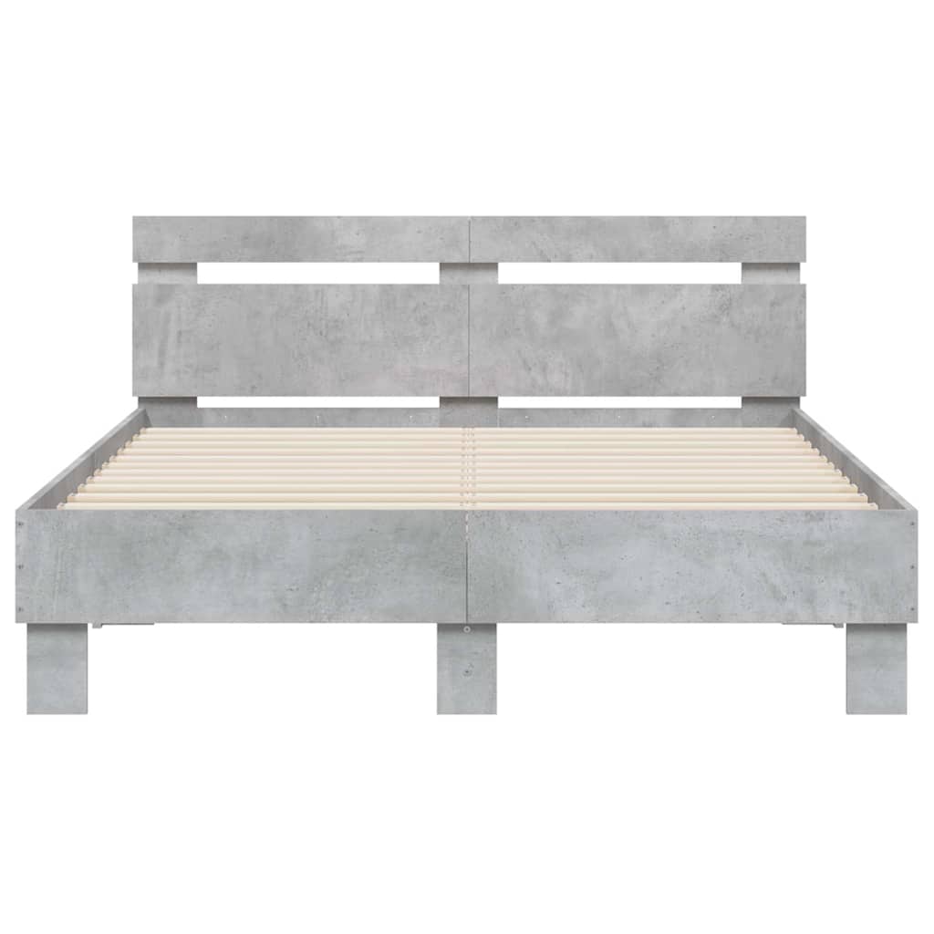 sengeramme med sengegavl 120x200 cm konstrueret træ betongrå