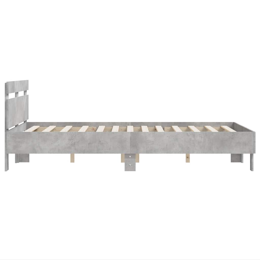 sengeramme med sengegavl 120x200 cm konstrueret træ betongrå