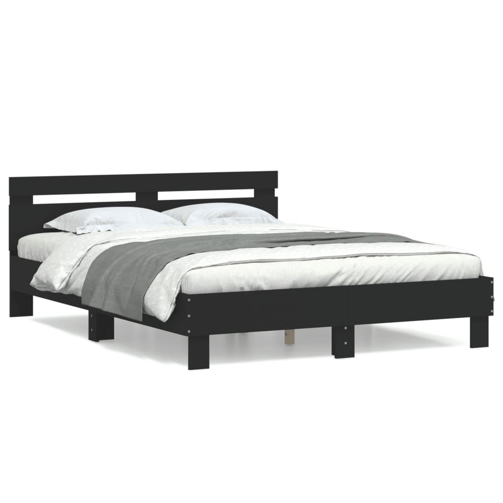 sengeramme med sengegavl 140x190 cm konstrueret træ sort