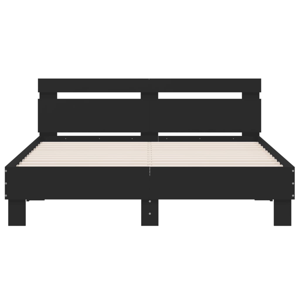sengeramme med sengegavl 140x190 cm konstrueret træ sort