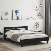 sengeramme med sengegavl 140x190 cm konstrueret træ sort