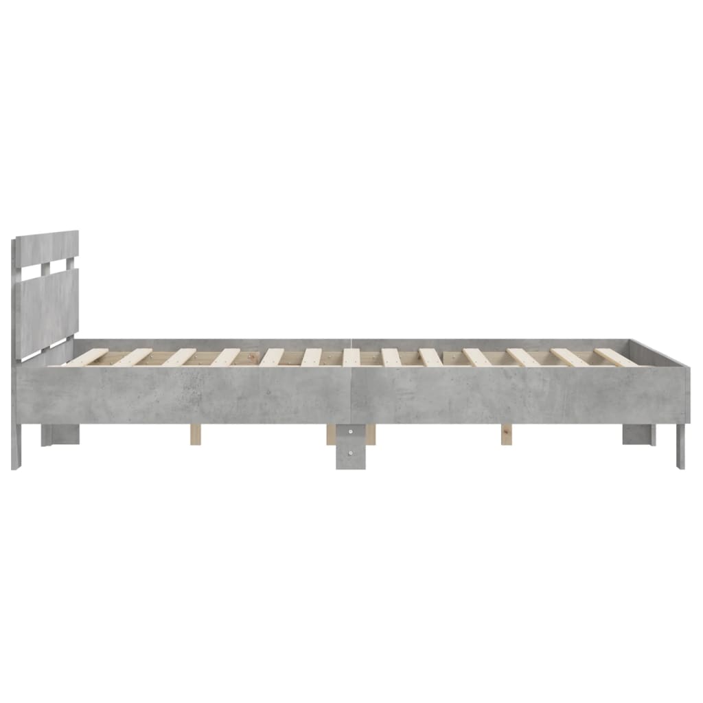 sengeramme med sengegavl 140x190 cm konstrueret træ betongrå