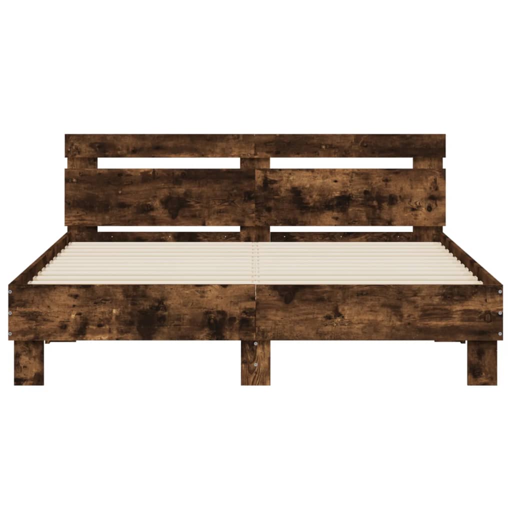 sengeramme med sengegavl 140x190 cm konstrueret træ røget eg