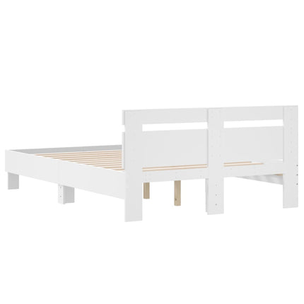 sengeramme med sengegavl 135x190 cm konstrueret træ hvid