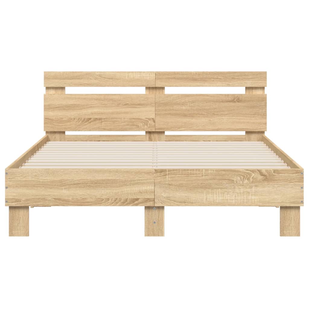 sengeramme med sengegavl 135x190 cm konstrueret træ sonoma-eg