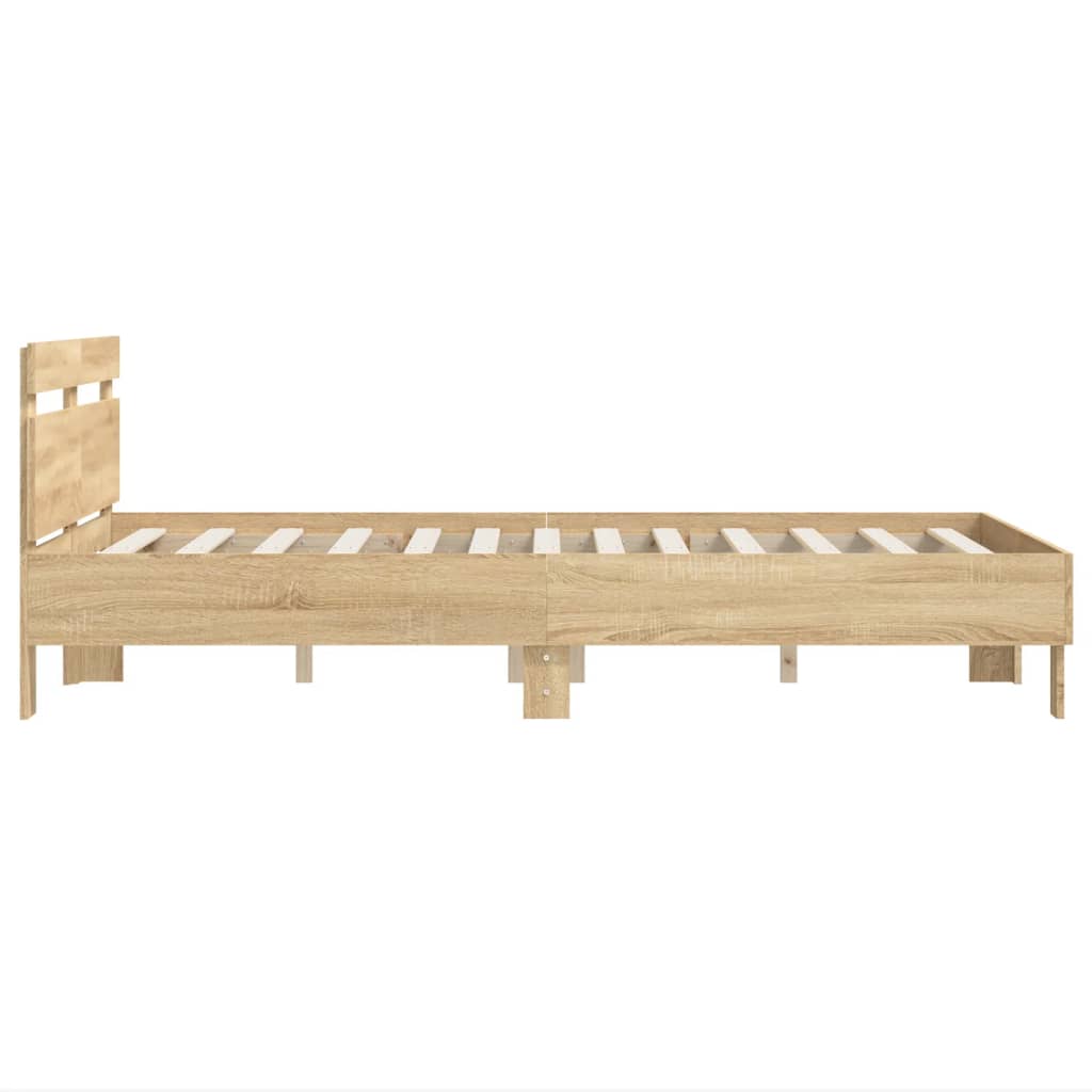 sengeramme med sengegavl 135x190 cm konstrueret træ sonoma-eg
