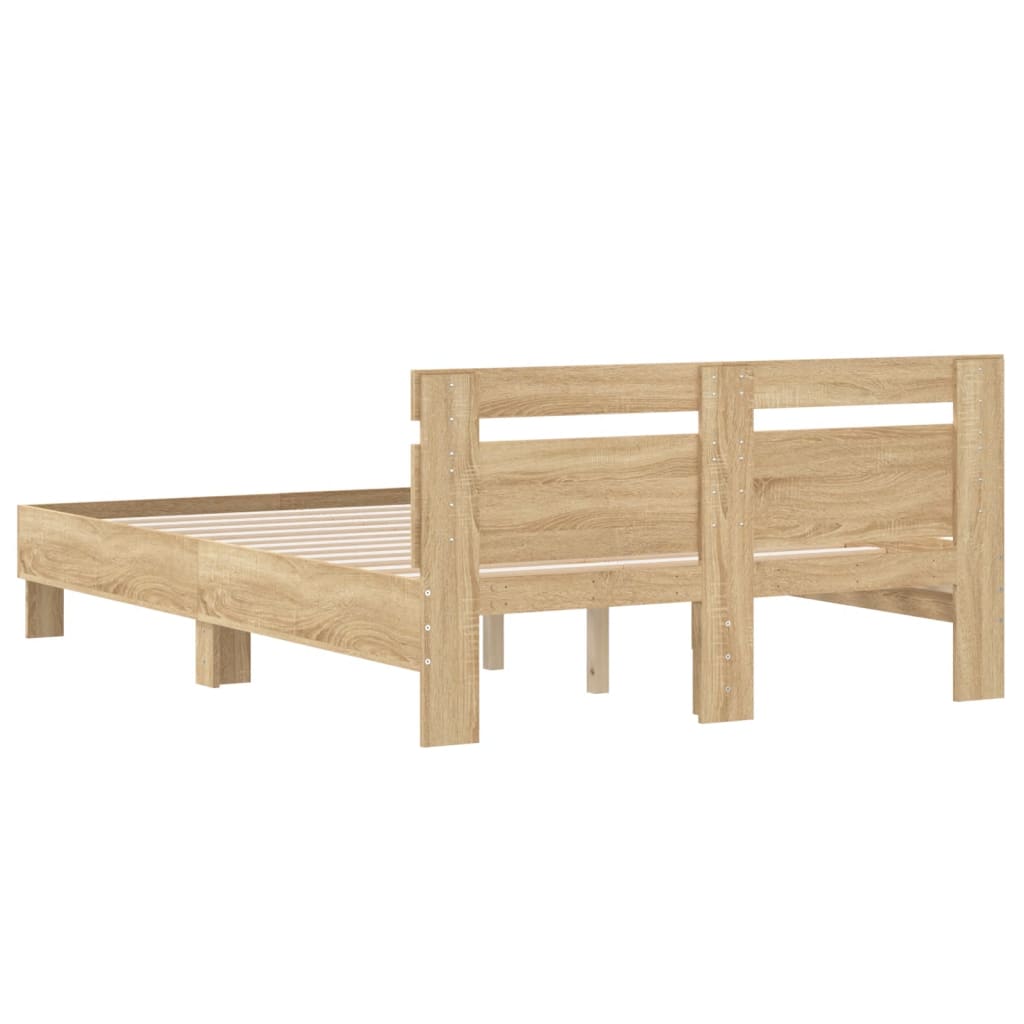 sengeramme med sengegavl 135x190 cm konstrueret træ sonoma-eg