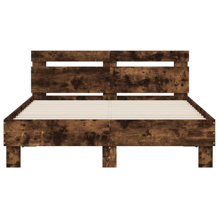 sengeramme med sengegavl 135x190 cm konstrueret træ røget eg