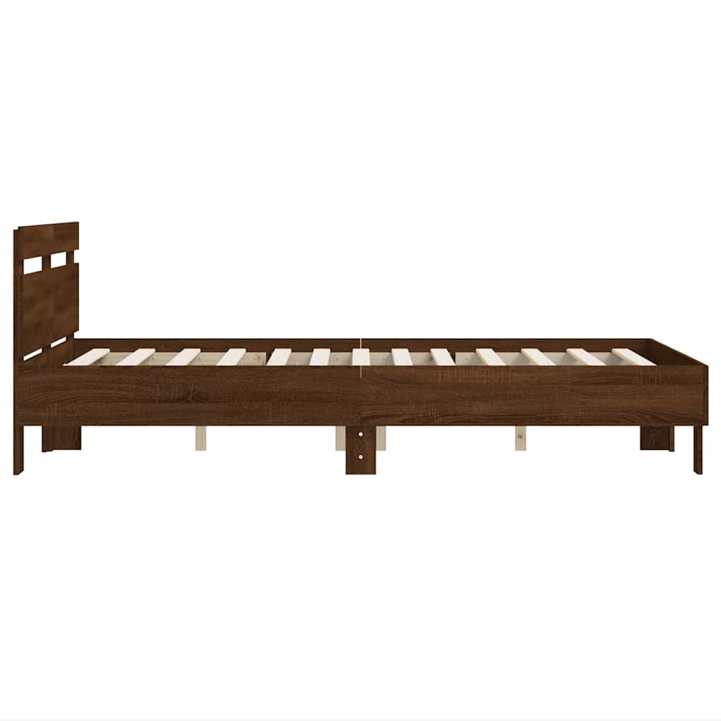 sengeramme med sengegavl 135x190 cm konstrueret træ brunt eg