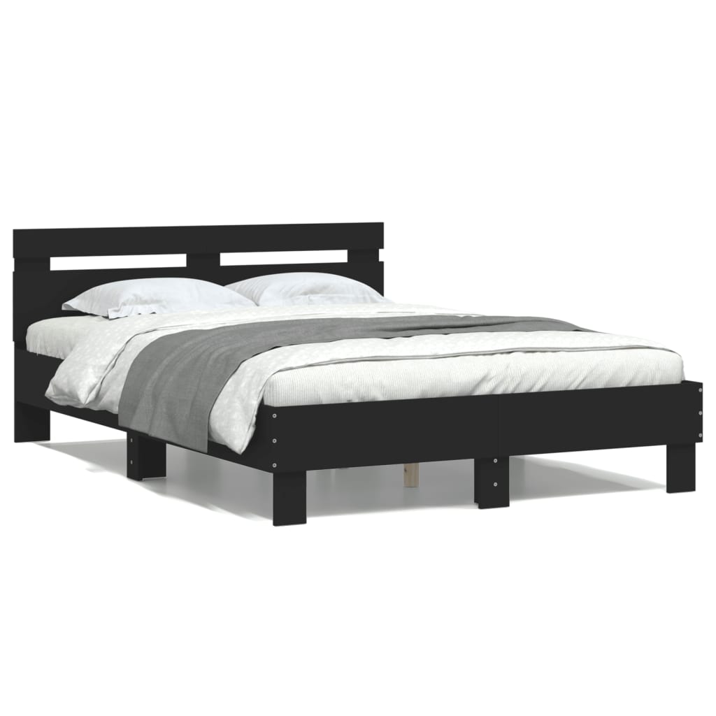 sengeramme med sengegavl 120x190 cm konstrueret træ sort