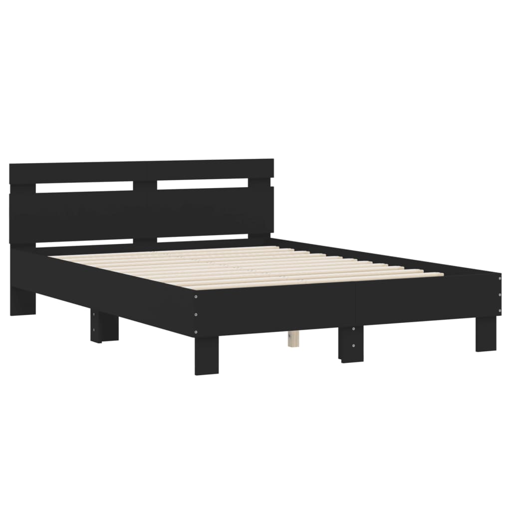 sengeramme med sengegavl 120x190 cm konstrueret træ sort