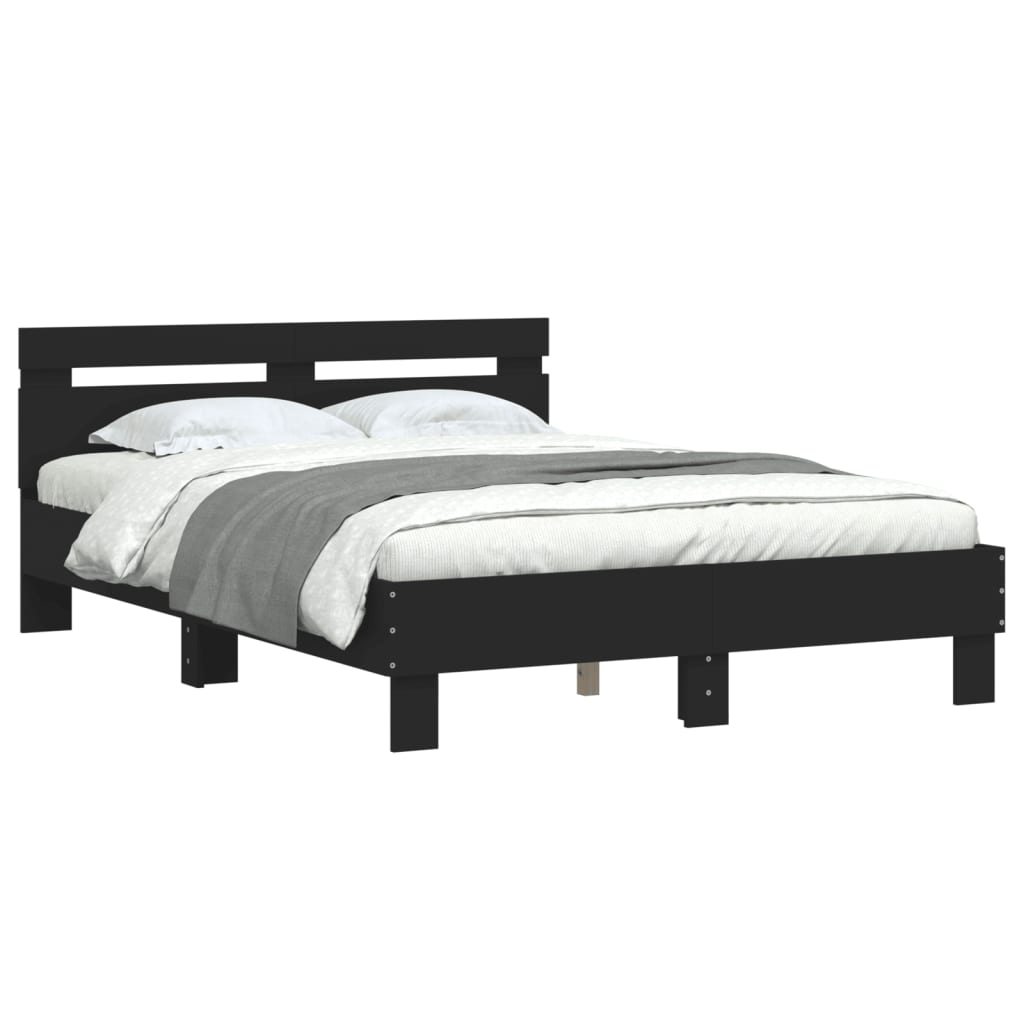 sengeramme med sengegavl 120x190 cm konstrueret træ sort