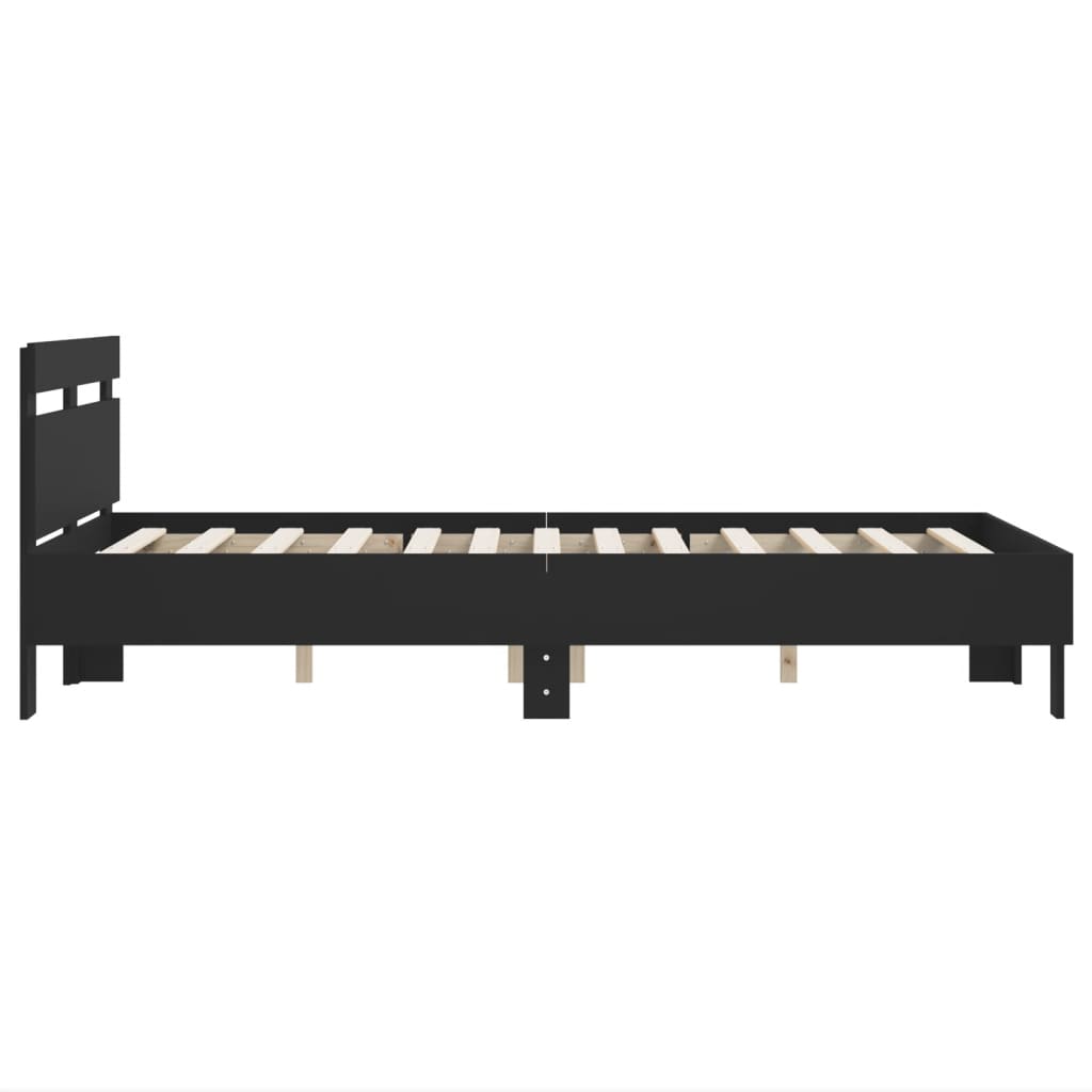 sengeramme med sengegavl 120x190 cm konstrueret træ sort