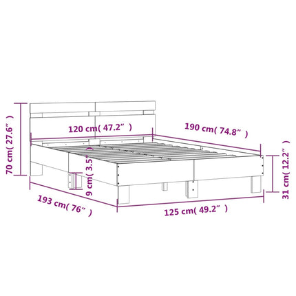 sengeramme med sengegavl 120x190 cm konstrueret træ sort