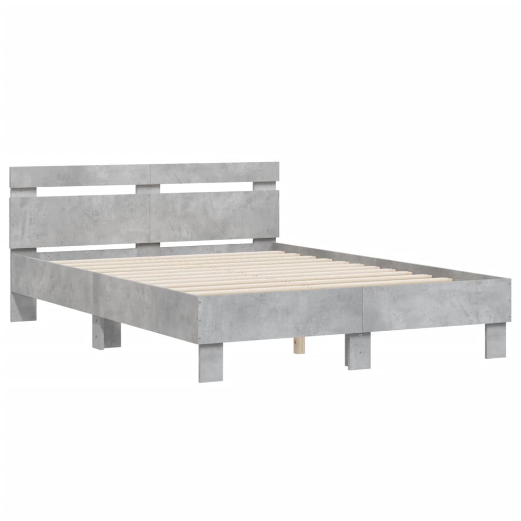 sengeramme med sengegavl 120x190 cm konstrueret træ betongrå