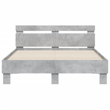 sengeramme med sengegavl 120x190 cm konstrueret træ betongrå
