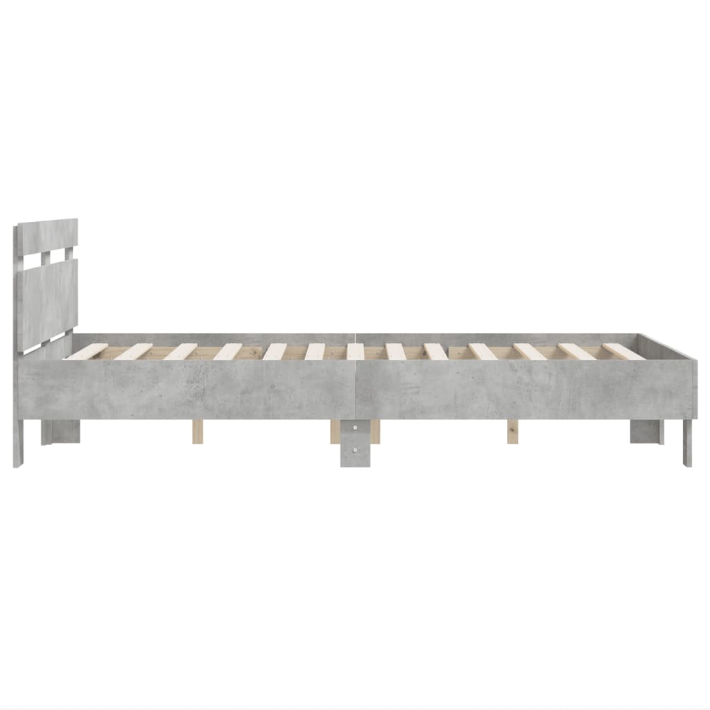 sengeramme med sengegavl 120x190 cm konstrueret træ betongrå