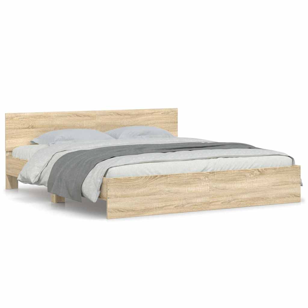 sengeramme med sengegavl 200x200 cm sonoma-eg