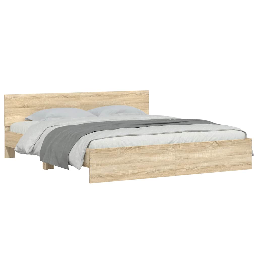 sengeramme med sengegavl 200x200 cm sonoma-eg