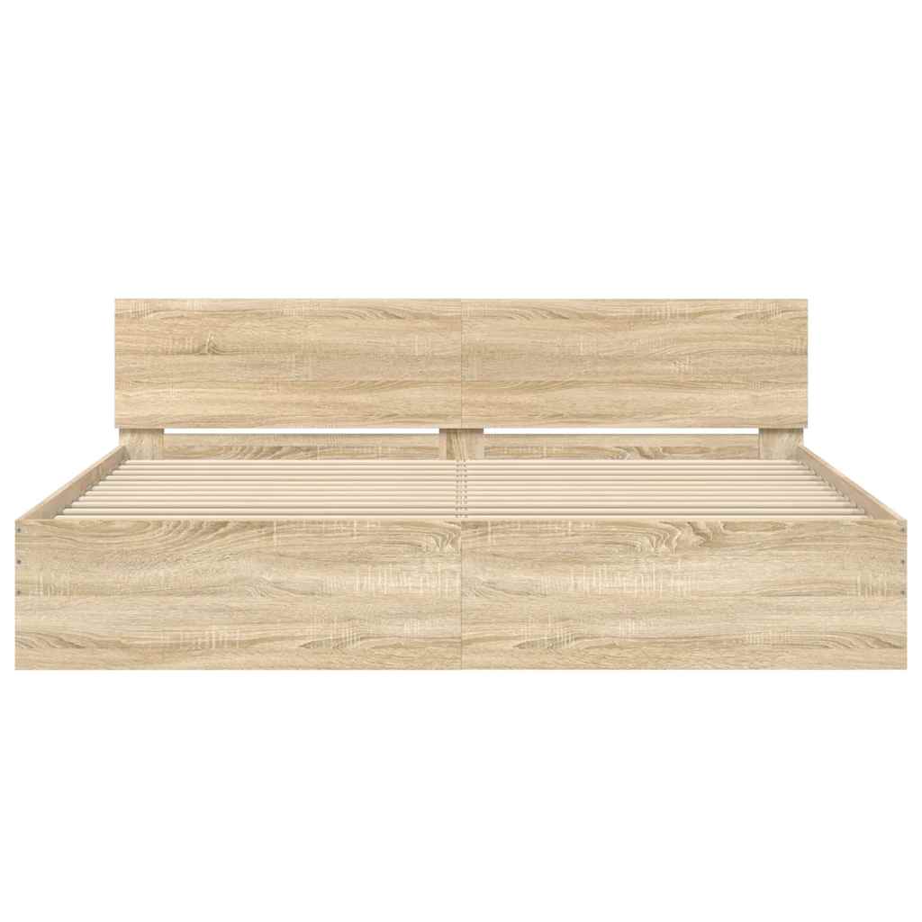 sengeramme med sengegavl 200x200 cm sonoma-eg