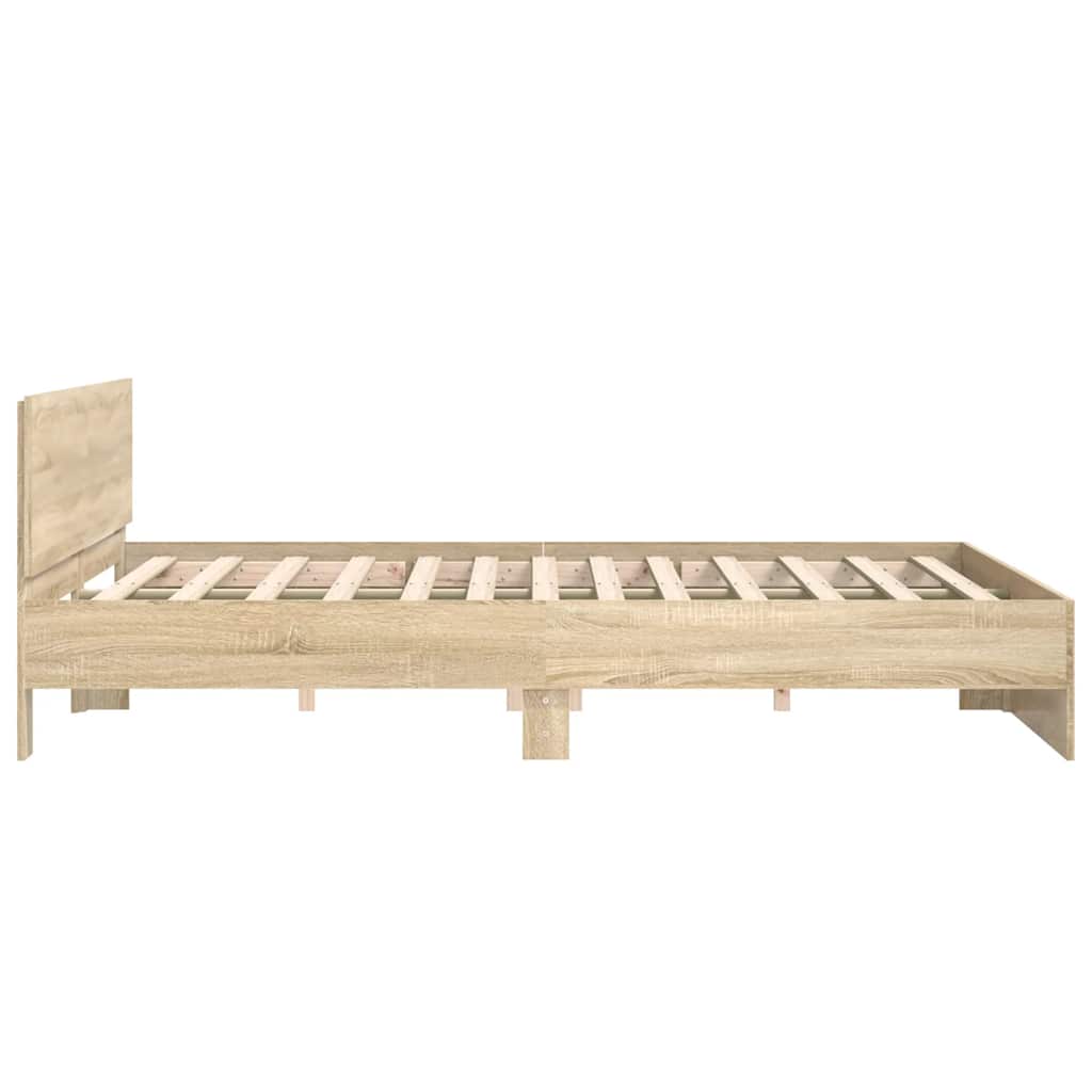 sengeramme med sengegavl 200x200 cm sonoma-eg