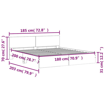 sengeramme med sengegavl 180x200 cm hvid