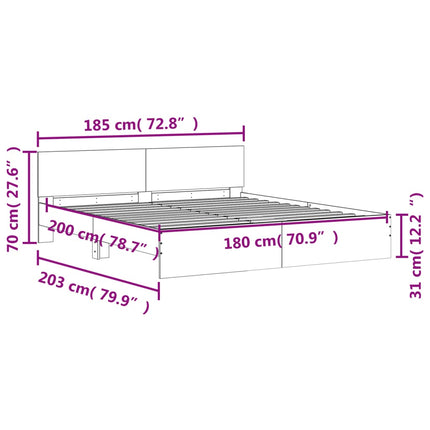 sengeramme med sengegavl 180x200 cm sort