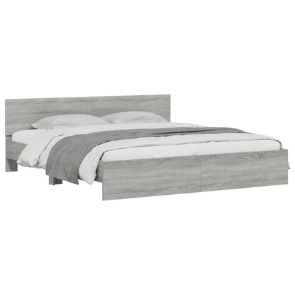 sengeramme med sengegavl 180x200 cm grå sonoma-eg