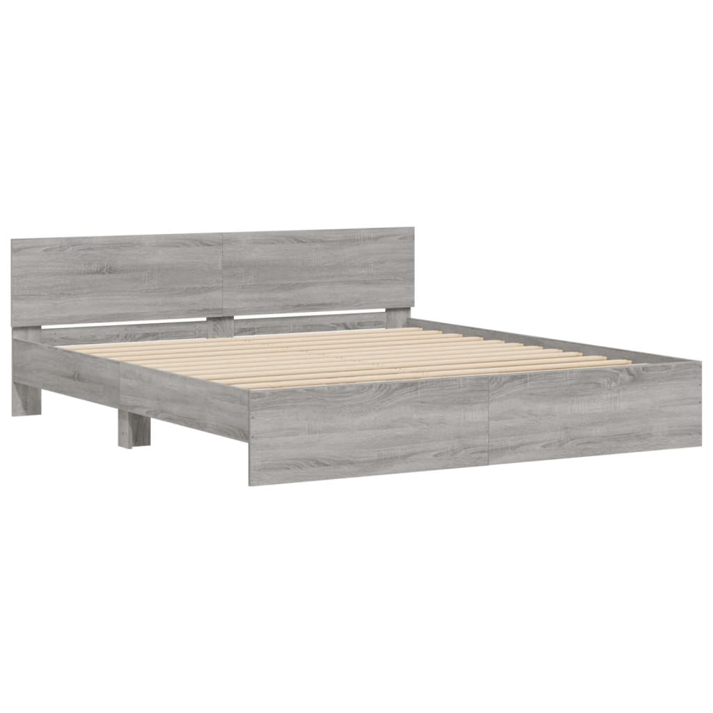 sengeramme med sengegavl 180x200 cm grå sonoma-eg