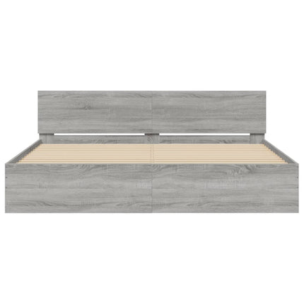 sengeramme med sengegavl 180x200 cm grå sonoma-eg