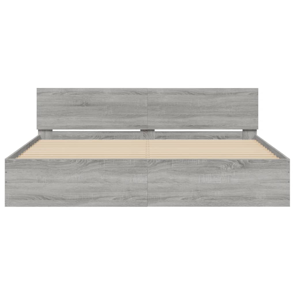 sengeramme med sengegavl 180x200 cm grå sonoma-eg