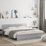 sengeramme med sengegavl 180x200 cm grå sonoma-eg